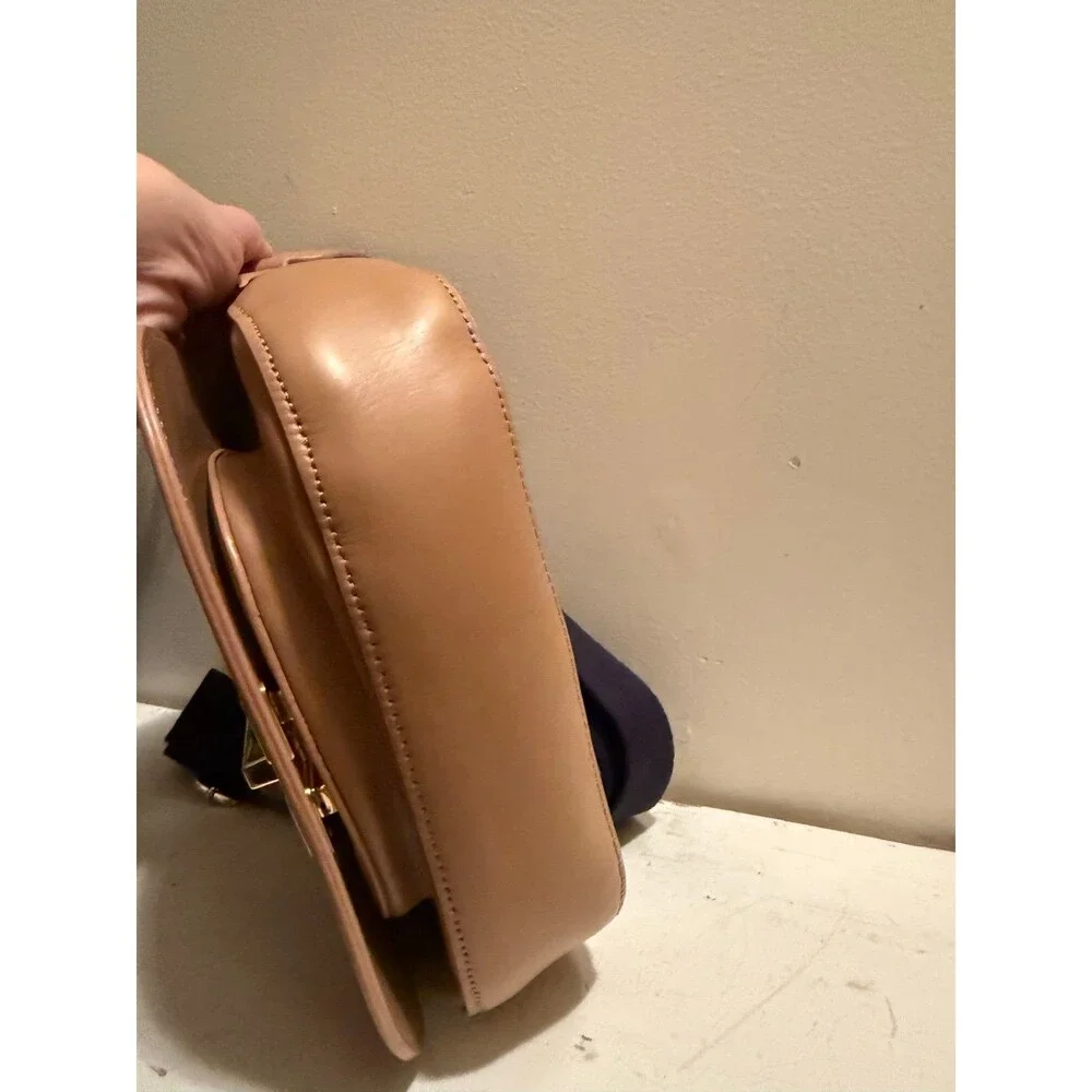 Tommy Hilfiger Genuine, Leather Stripped Saddle Crossbody Bag EUC